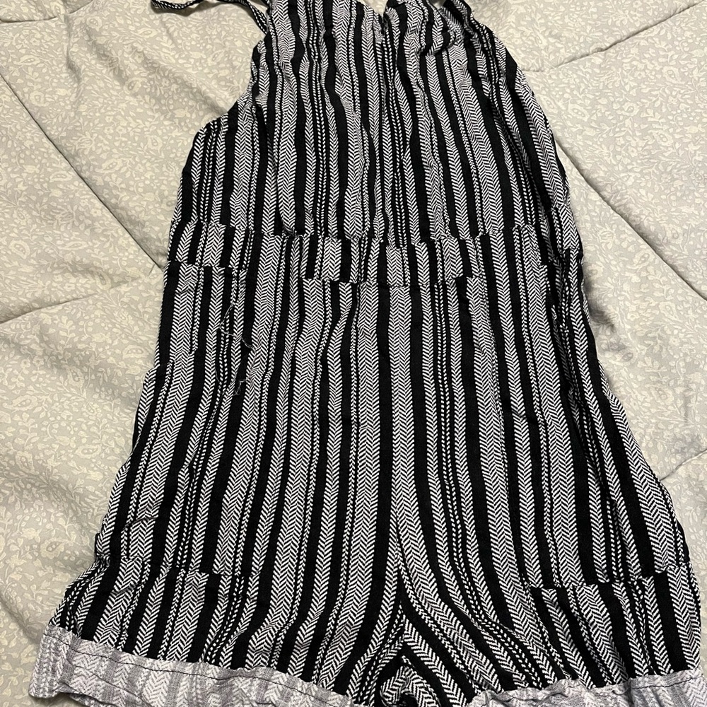 art class Black and White Striped Girls Tank Romper